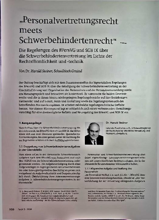 Vorschauseite 1: "Personalvertretungsrecht meets Schwerbehindertenrecht"