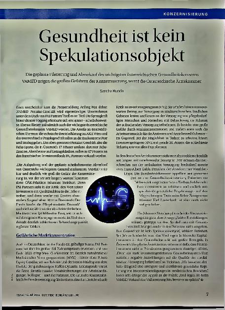 Vorschauseite 1: Gesundheit ist kein Spekulationsobjekt.