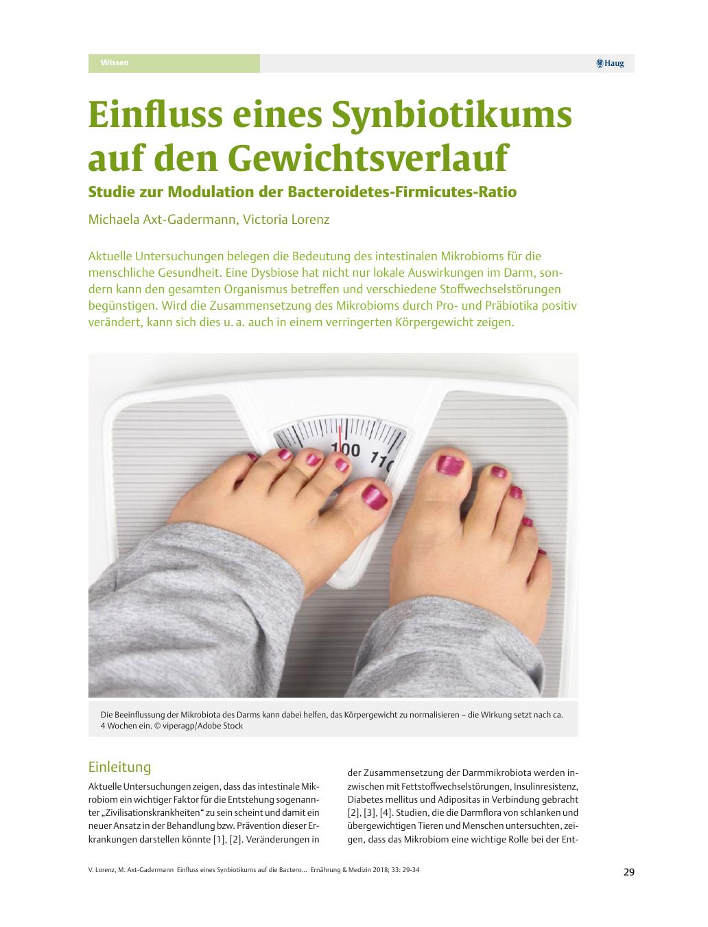 Vorschauseite 1: Einfluss eines Synbiotikums auf den Gewichtsverlauf