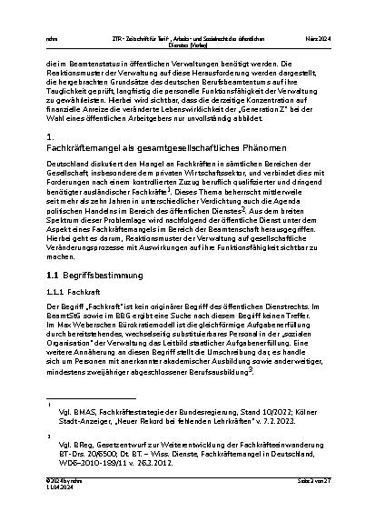Vorschauseite 3: Dienstrechtliche Antworten auf den Fachkräftemangel im öffentlichen Dienst.
