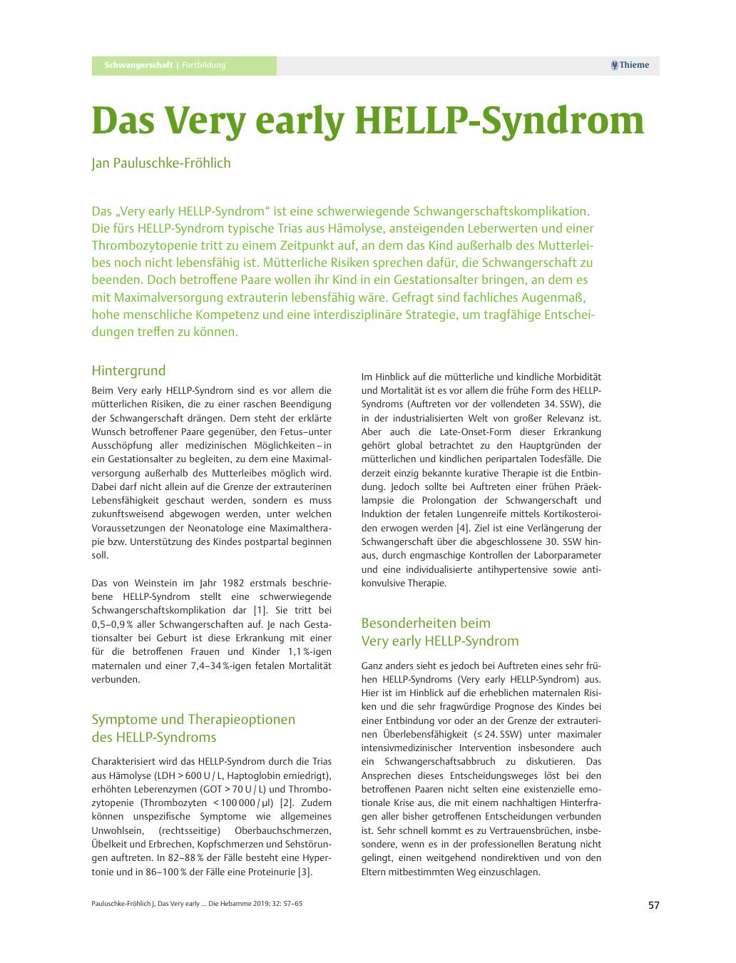 Vorschauseite 1: Das Very early HELLP-Syndrom