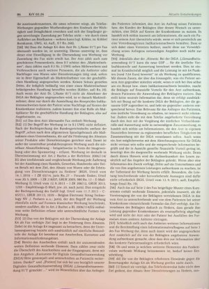 Vorschauseite 4: Wettbewerbsverstoß bei einer Zusendung eines Telefax-Schreibens an einen niedergelassenen Arzt betreffend eine digitale Gesundheitsanwendung