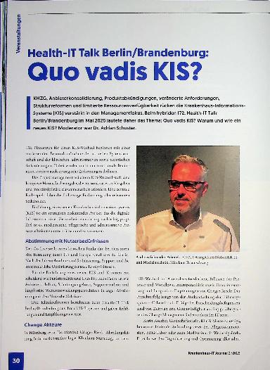 Vorschauseite 1: Health-IT Talk Berlin/Brandenburg: Quo vadis KIS?