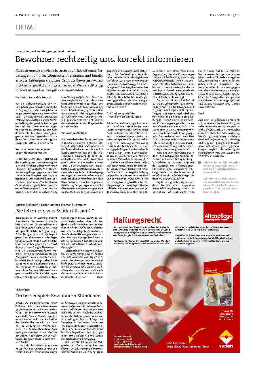 Vorschauseite 1: Bewohner rechtzeitig und korrekt informieren.