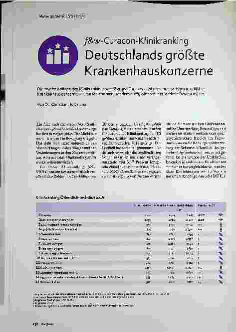 Vorschauseite 1: Ärztezeitung - Curacon-Klinikranking: Deutschlands größte Krankenhauskonzerne