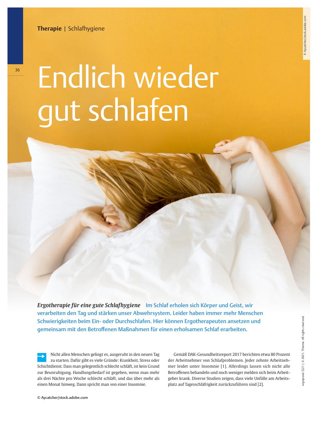 Vorschauseite 1: Endlich wieder gut schlafen - Ergotherapie für eine gute Schlafhygiene