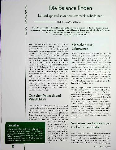 Vorschauseite 1: Die Balance finden: Labordiagnostik in der modernen Naturheilpraxis
