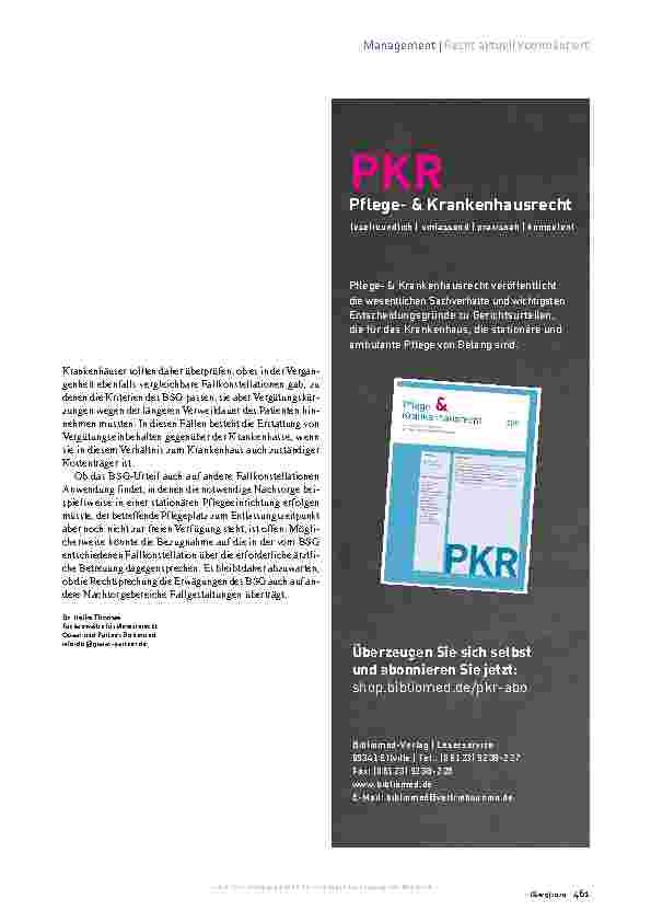 Vorschauseite 2: "Notfall-Reha-Behandlung" Vergütungsanspruch der Krankenhäuser