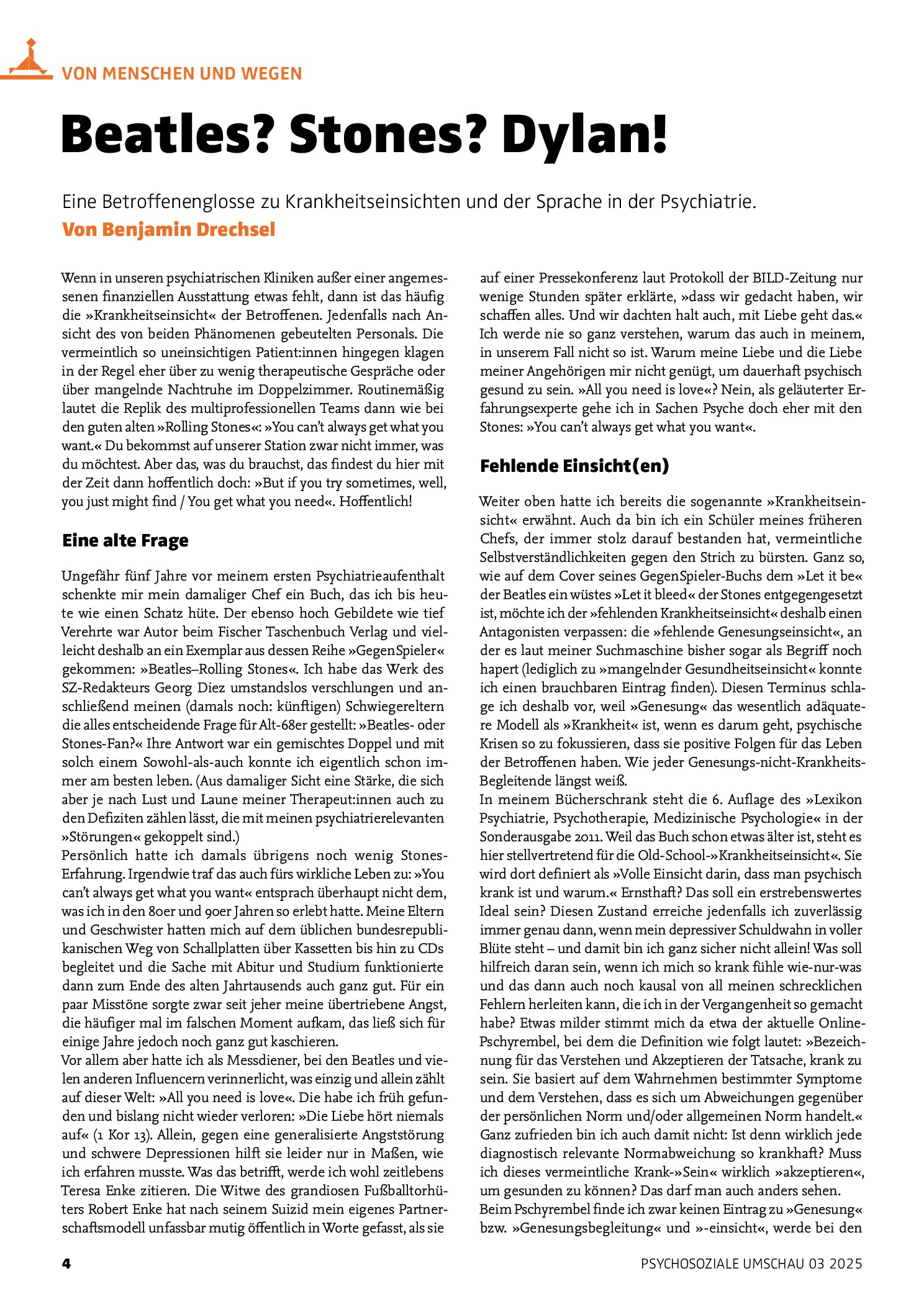 Vorschauseite 1: Beatles? Stones? Dylan!