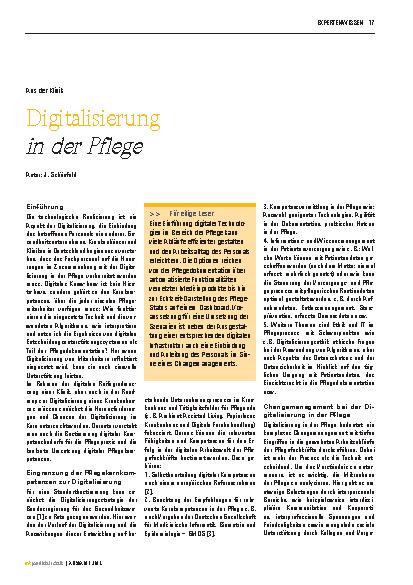 Vorschauseite 1: Digitalisierung in der Pflege