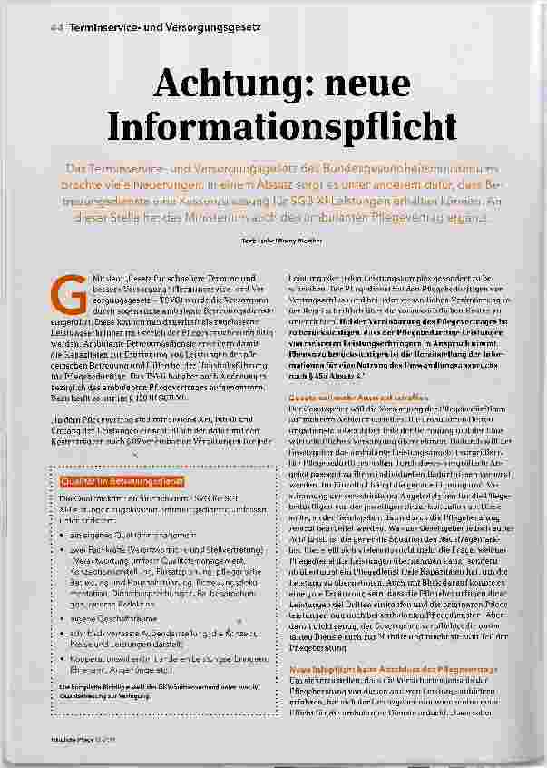 Vorschauseite 1: Achtung: neue Informationspflicht