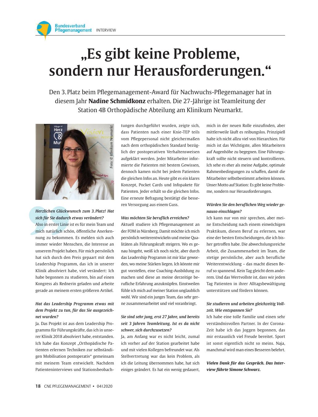 Vorschauseite 1: "Es gibt keine Probleme, sondern nur Herausforderungen."