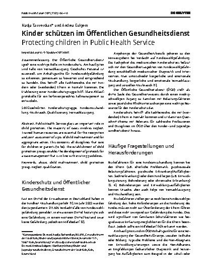 Vorschauseite 1: Kinder schützen im Öffentlichen Gesundheitsdienst