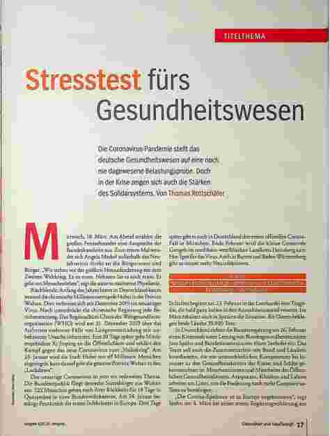 Vorschauseite 2: Stresstest fürs Gesundheitswesen