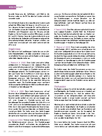 Vorschauseite 3: Gehtraining nach Schlaganfall: physiotherapeutisches Gehtraining versus Gehtraining mittels Exoskelett – ein systematisches Review