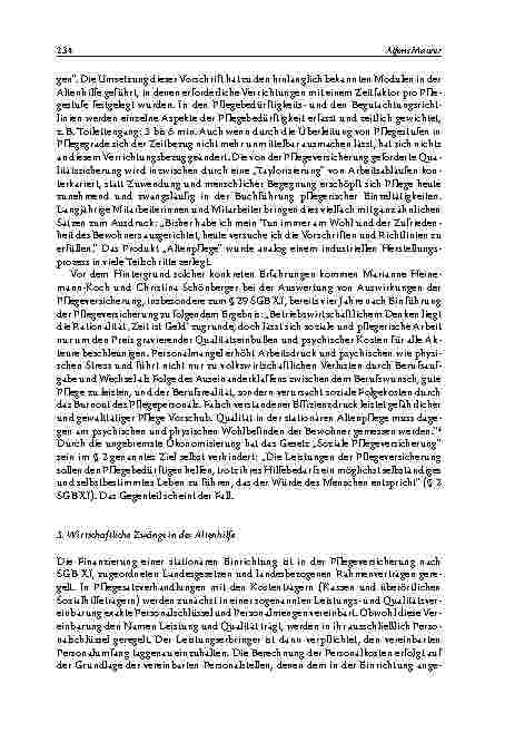 Vorschauseite 2: Wirtschaftliche Zwänge und Auswirkungen von Ökonomisierung in stationären Pflegeeinrichtungen der Altenhilfe. Ein Praxisbericht aus der Trägerperspektive.