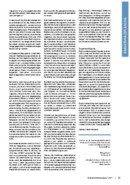 Vorschauseite 2: Neue Hindernisse für Klinik-MVZ Bundessozialgericht erschwert Kliniken den Erwerb von Vertragsarztsitzen für klinikeigene Medizinische Versorgungszentren