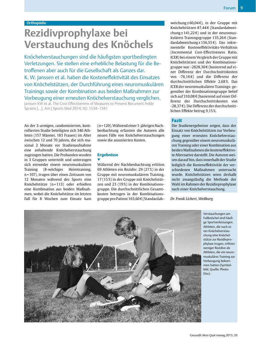 Vorschauseite 1: Orthopädie – Rezidivprophylaxe bei Verstauchung des Knöchels
