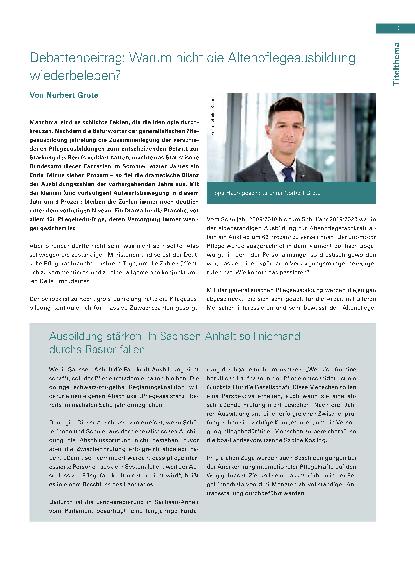 Vorschauseite 1: Debattenbeitrag: Warum nicht die Altenpflegeausbildung wiederbeleben?