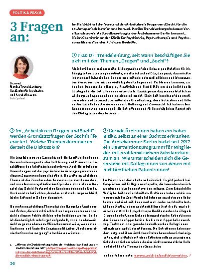 Vorschauseite 1: Frau Dr. Trendelenburg, seit wann beschäftigen Sie sich mit den Themen „Drogen“ und „Sucht“?
