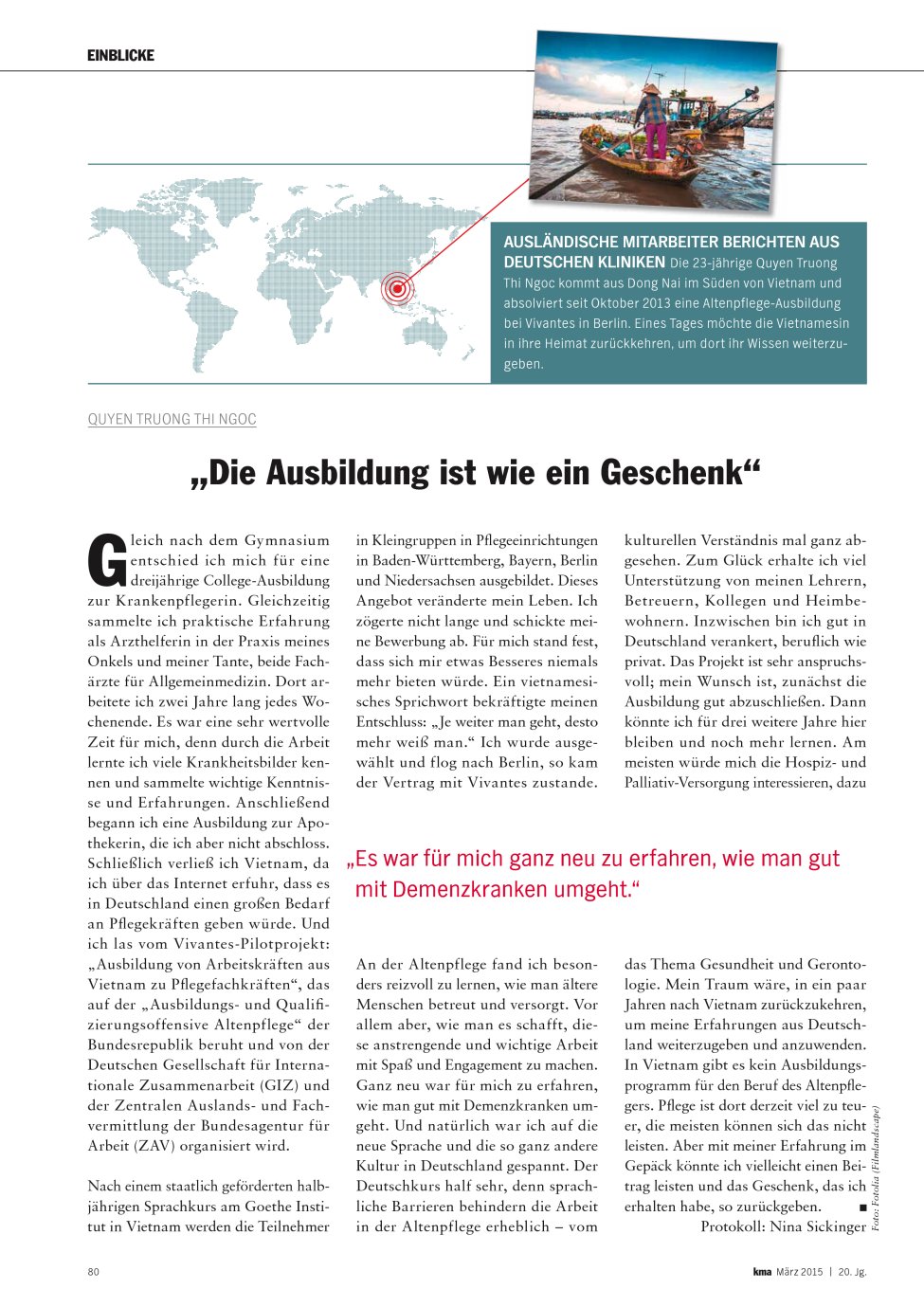 Vorschauseite 1: „Die Ausbildung ist wie ein Geschenk“