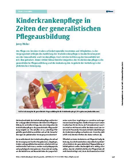 Vorschauseite 1: Kinderkrankenpflege in Zeiten der generalistischen Pflegeausbildung