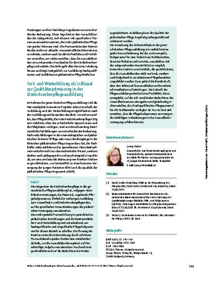 Vorschauseite 3: Kinderkrankenpflege in Zeiten der generalistischen Pflegeausbildung