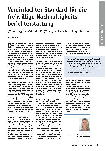 Vorschauseite 1: Vereinfachter Standard für die freiwillige Nachhaltigkeitsberichterstattung