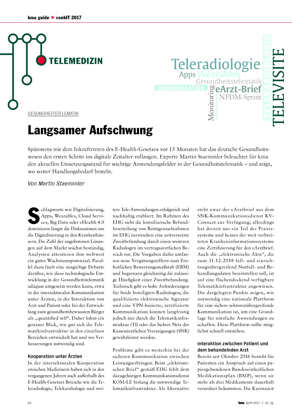 Vorschauseite 1: Gesundheitstelematik: Langsamer Aufschwung