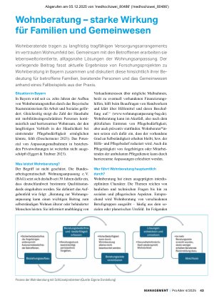 Vorschauseite 1: Wohnberatung – starke Wirkung für Familien und Gemeinwesen