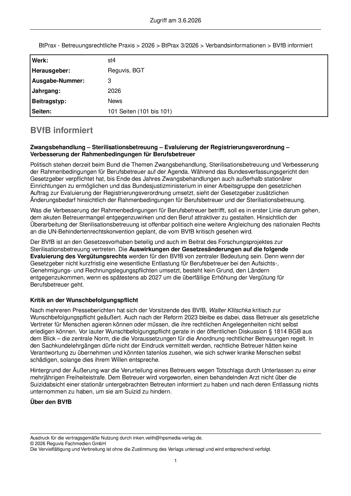 Vorschauseite 1: BVfB informiert