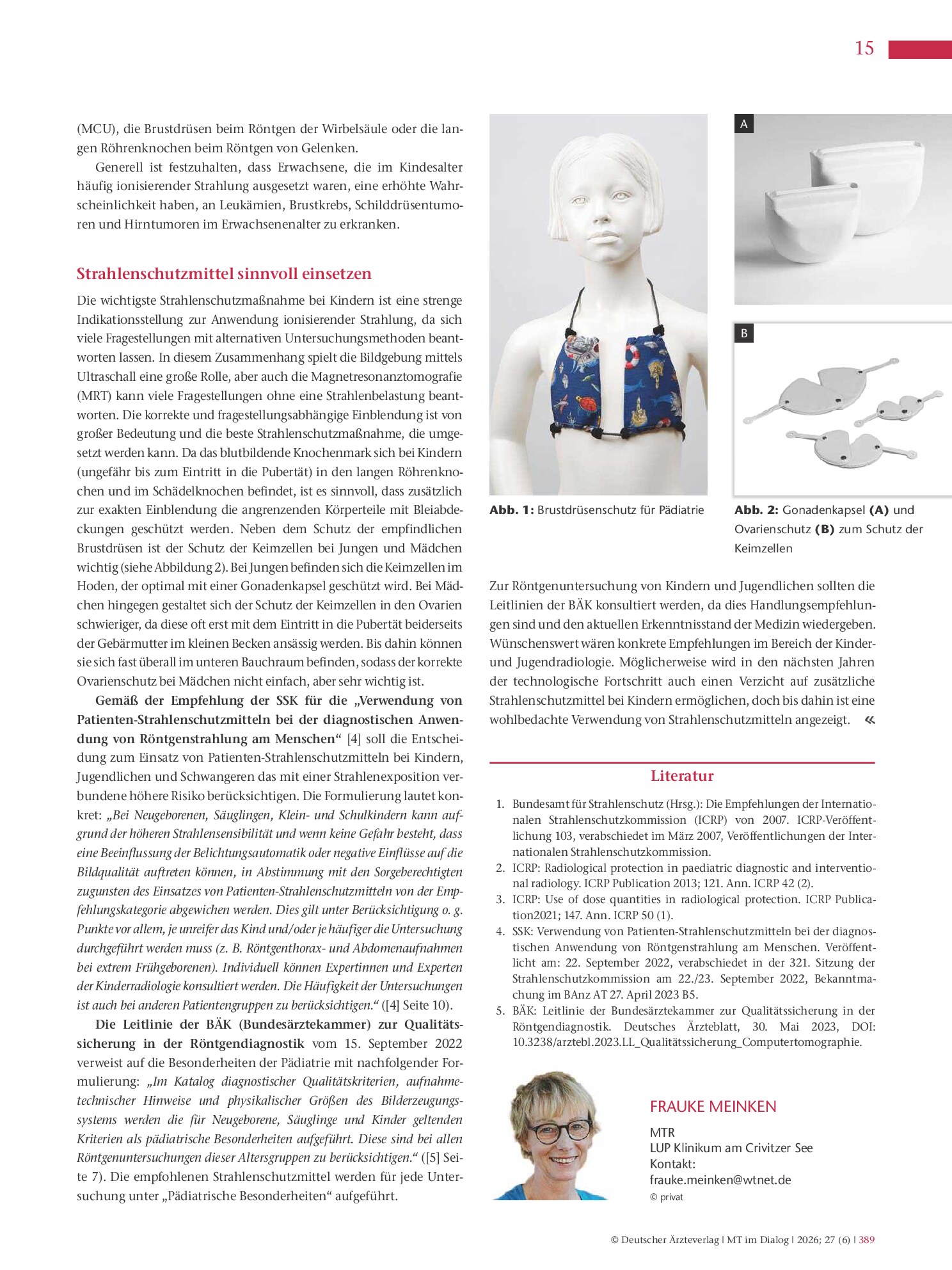 Vorschauseite 2: Strahlenschutzmittel in der Kinderradiologie – nicht mehr nötig?