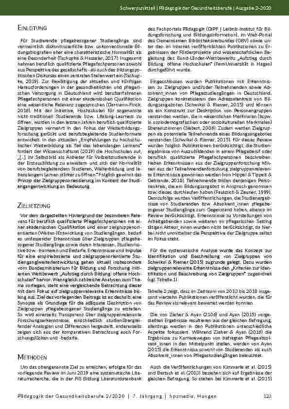 Vorschauseite 2: Was wir über Zielgruppen von Pflegestudiengängen (nicht) wissen - Ein systematisches Review
