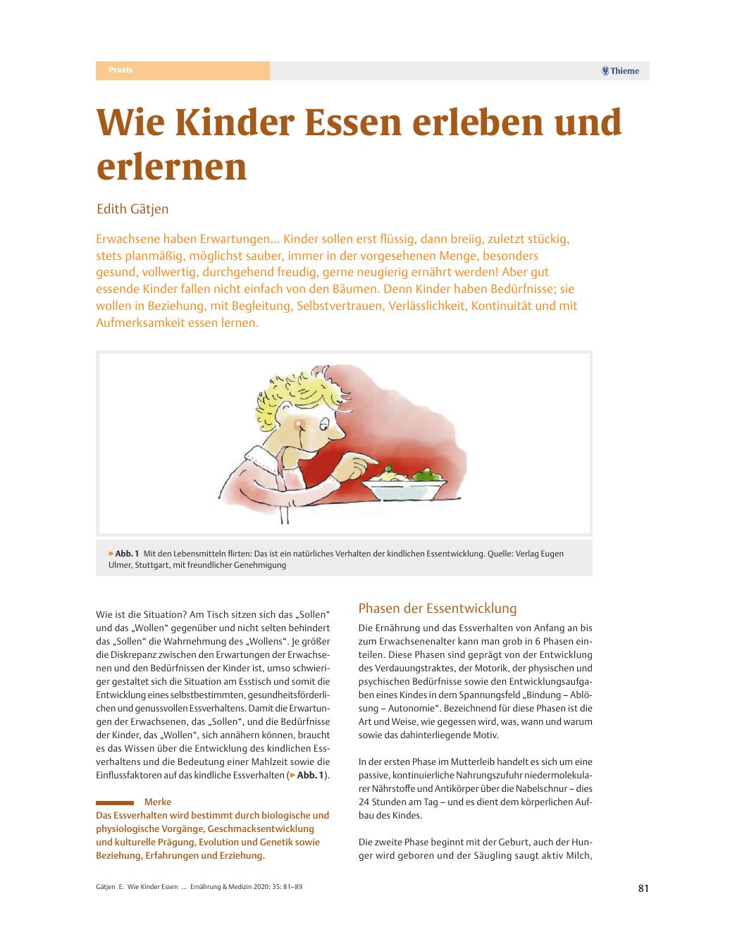 Vorschauseite 1: Wie Kinder Essen erleben und erlernen