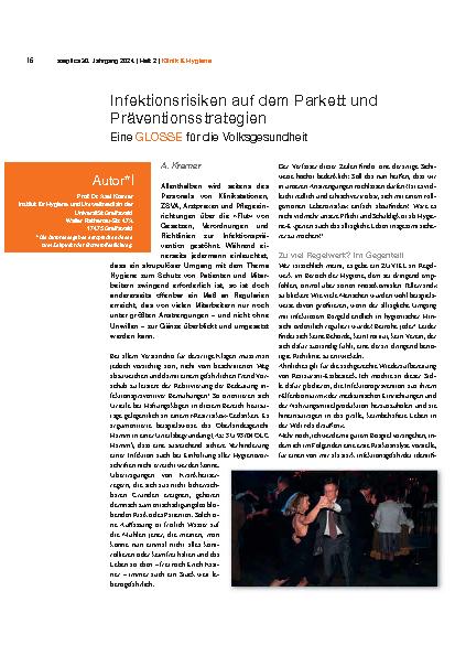 Vorschauseite 1: Infektionsrisiken auf dem Parkett und Präventionsstrategien
