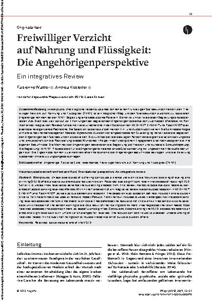 Vorschauseite 1: Freiwilliger Verzicht auf Nahrung und Flüssigkeit: Die Angehörigenperspektive