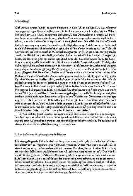 Vorschauseite 2: Die chirurgische Indikation im Kontext medizinischer, gesellschaftspolitischer und ökonomischer Entwicklungen.