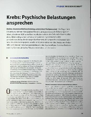 Vorschauseite 1: Krebs: Psychische Belastungen ansprechen