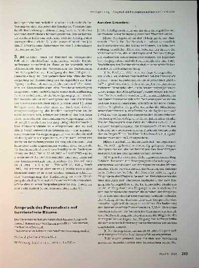 Vorschauseite 1: Anspruch des Personalrats auf barrierefreie Räume