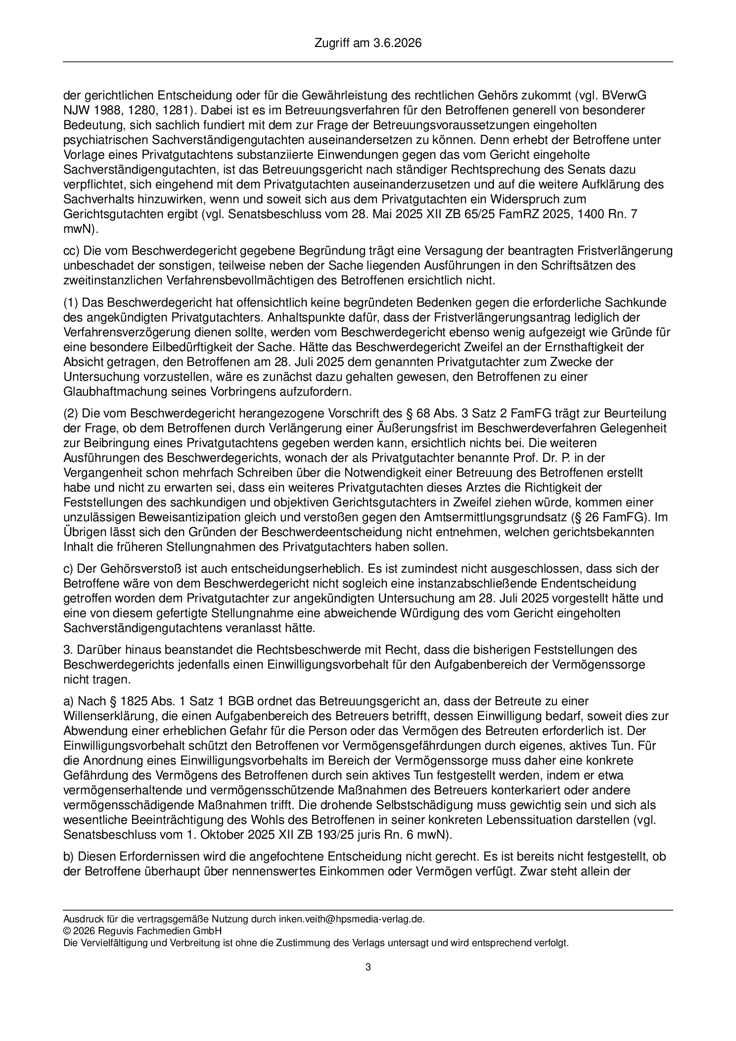 Vorschauseite 3: Zum rechtlichen Gehör – Art. 103 Abs. 1 GG; § 16 Abs. 2 ZPO i. V. m. § 224 Abs. 2 ZPO