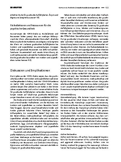 Vorschauseite 3: Psychische Gesundheit und Bedarfe Jugendlicher – Ergebnisse der COPSY-Studie