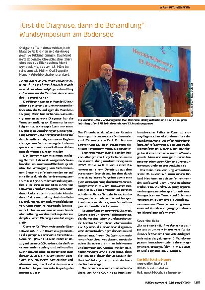 Vorschauseite 1: „Erst die Diagnose, dann die Behandlung“ – Wundsymposium am Bodensee