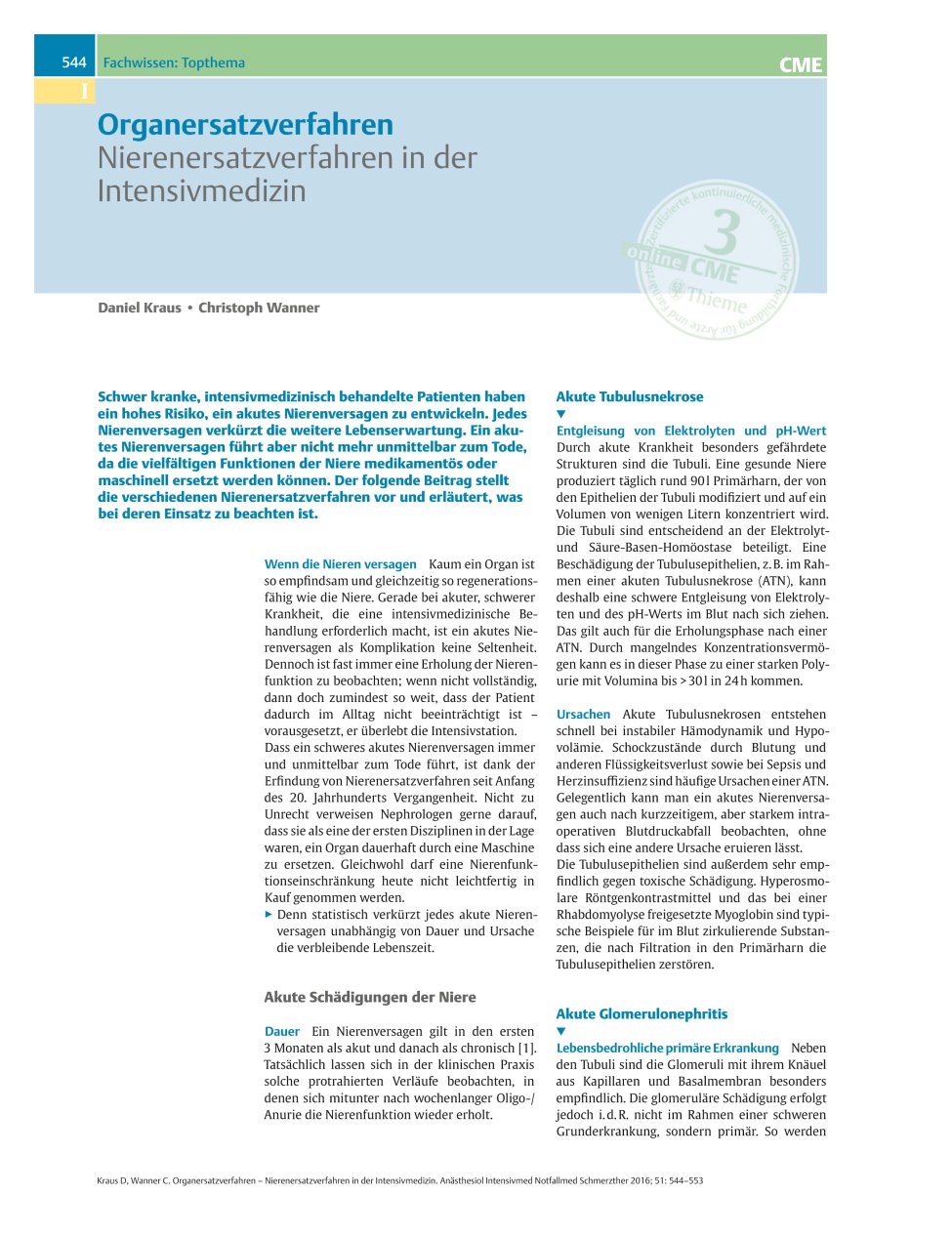 Vorschauseite 1: Organersatzverfahren - Nierenersatzverfahren in der Intensivmedizin