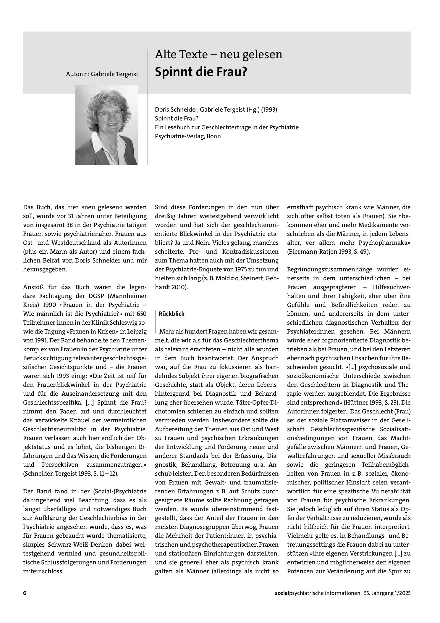 Vorschauseite 1: Alte Texte – neu gelesen: Spinnt die Frau?