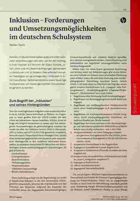 Vorschauseite 1: Inklusion - Forderungen und Umsetzungsmöglichkeiten im deutschen Schulsystem