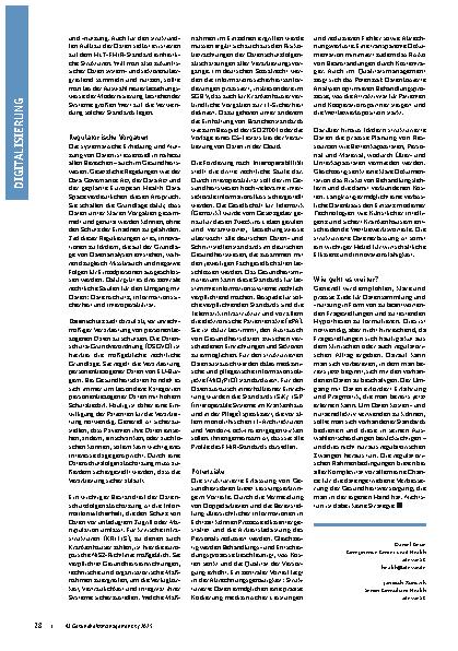 Vorschauseite 2: Daten sammeln – ab sofort! Strukturierte Daten verbessern Behandlungsprozesse jetzt und in Zukunft