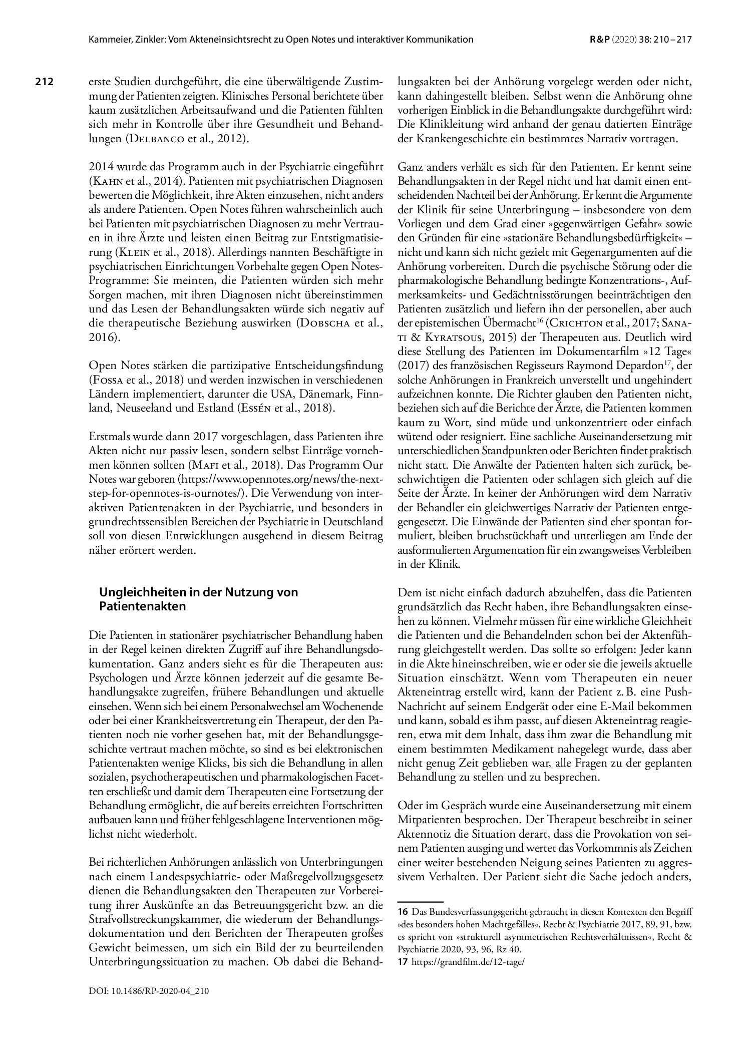 Vorschauseite 3: Vom Akteneinsichtsrecht zu Open Notes und interaktiver Kommunikation in Psychiatrie und Maßregelvollzug