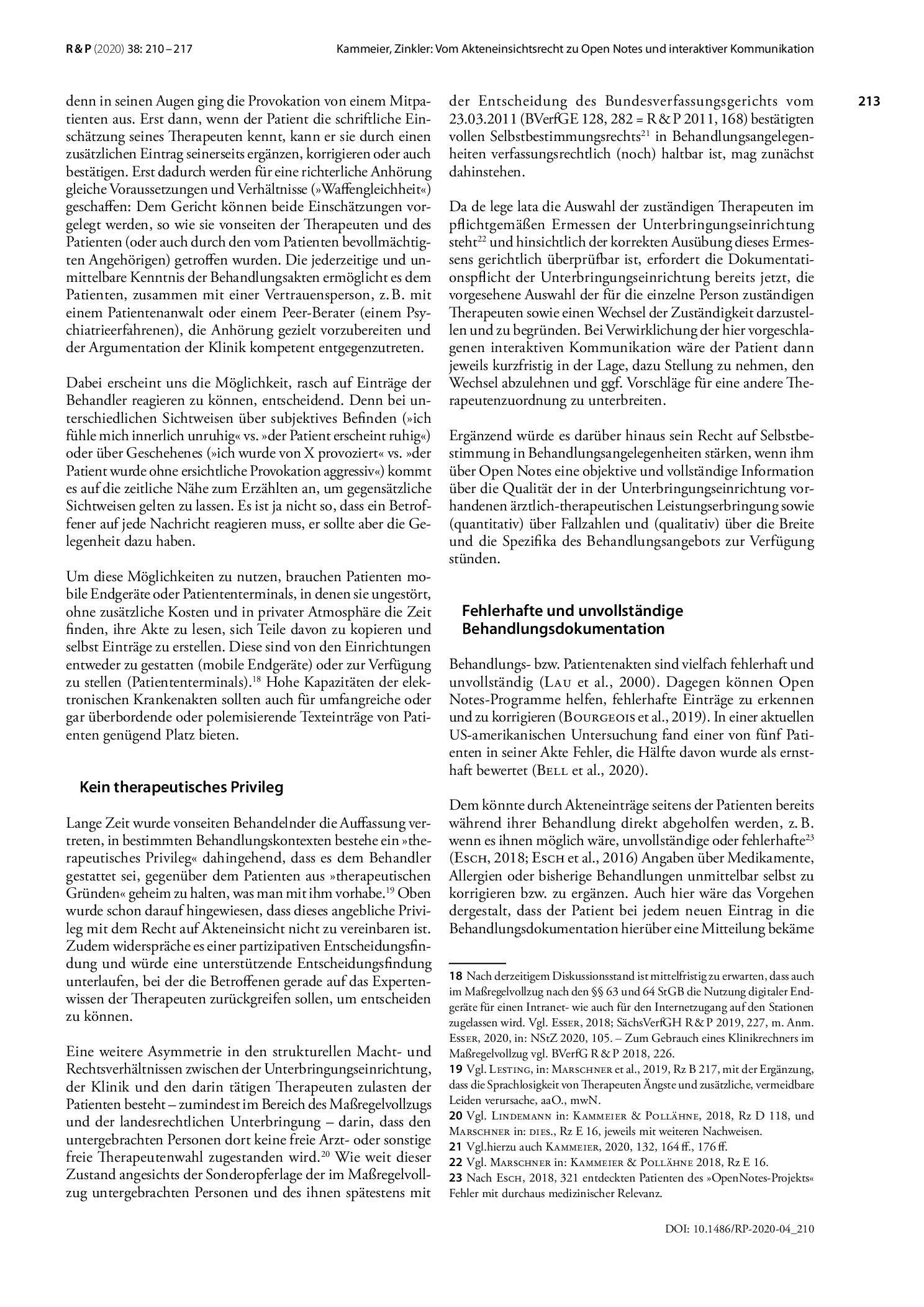 Vorschauseite 4: Vom Akteneinsichtsrecht zu Open Notes und interaktiver Kommunikation in Psychiatrie und Maßregelvollzug