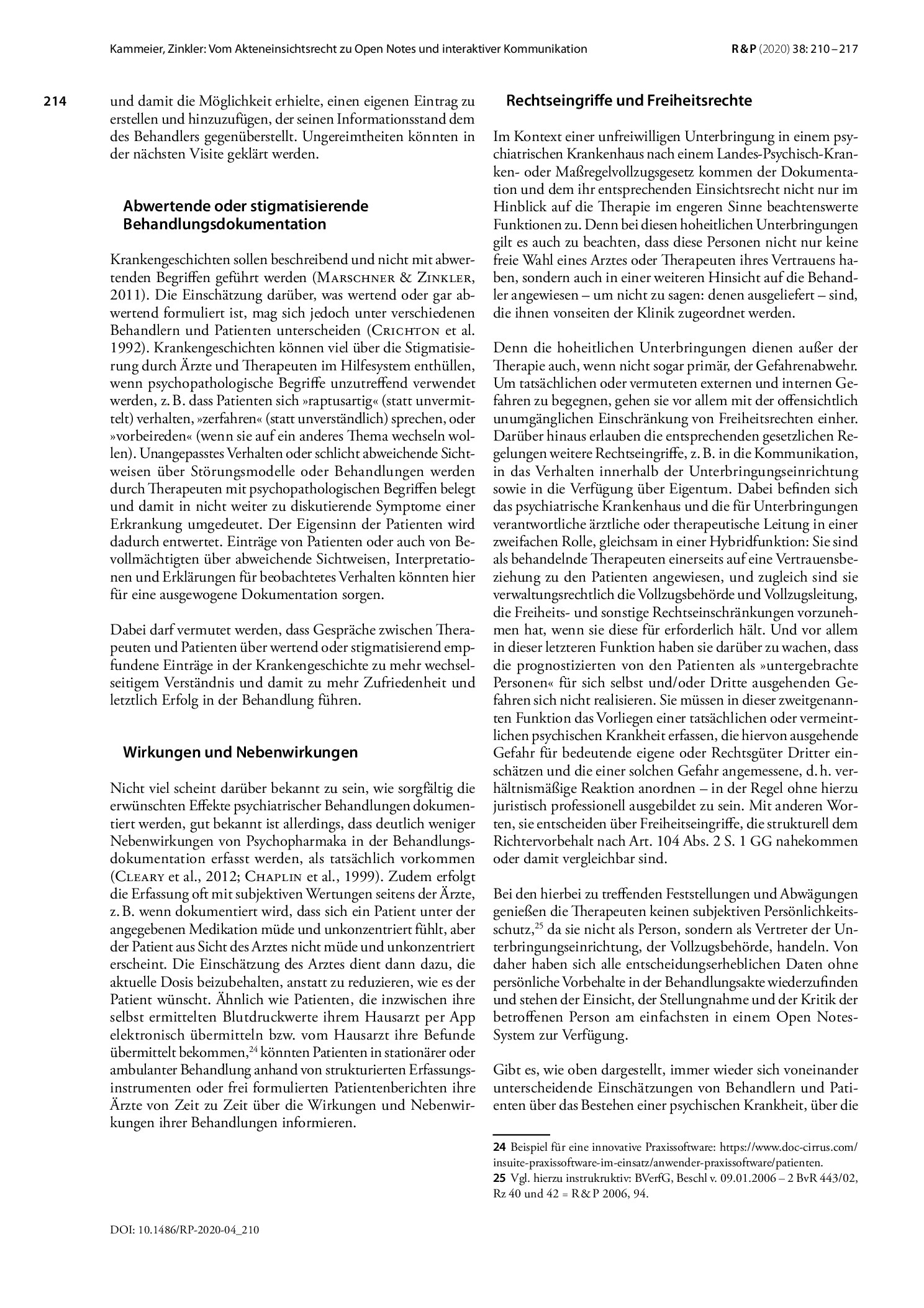 Vorschauseite 5: Vom Akteneinsichtsrecht zu Open Notes und interaktiver Kommunikation in Psychiatrie und Maßregelvollzug