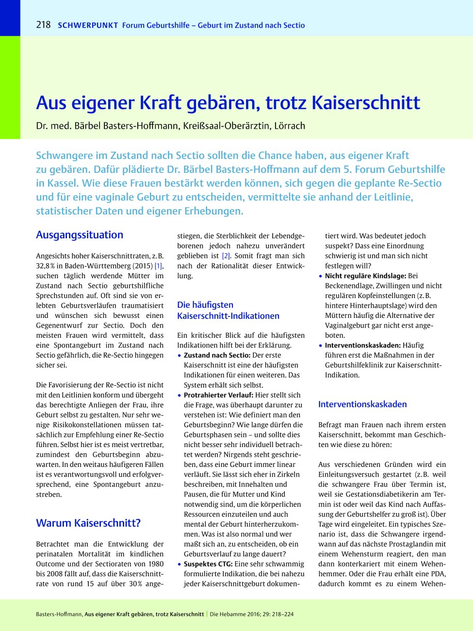 Vorschauseite 1: Aus eigener Kraft gebären, trotz Kaiserschnitt
